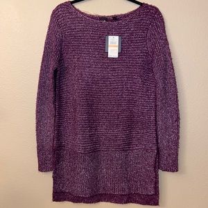 RAFAELLA Size SMALL Purple Metallic Silver Long Sleeve Tunic Sweater Size S-M
